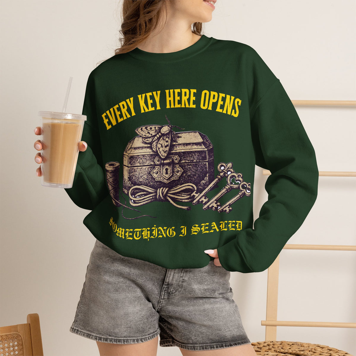 Antique Keys Sweatshirt, Dark Academia Crewneck, Secret Keeper Gift