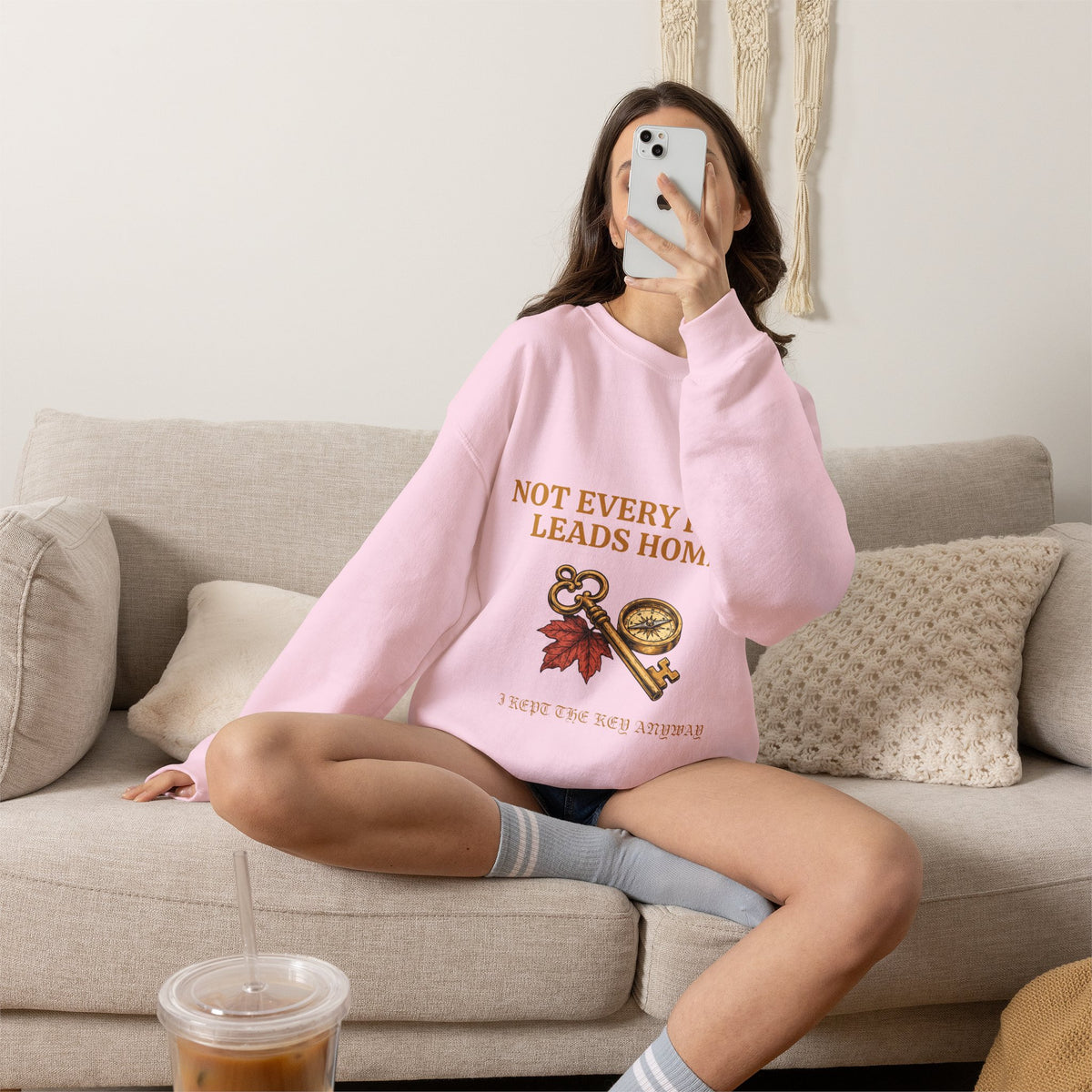 Not Every Path Leads Home Sweatshirt, Vintage Key and Compass Crewneck