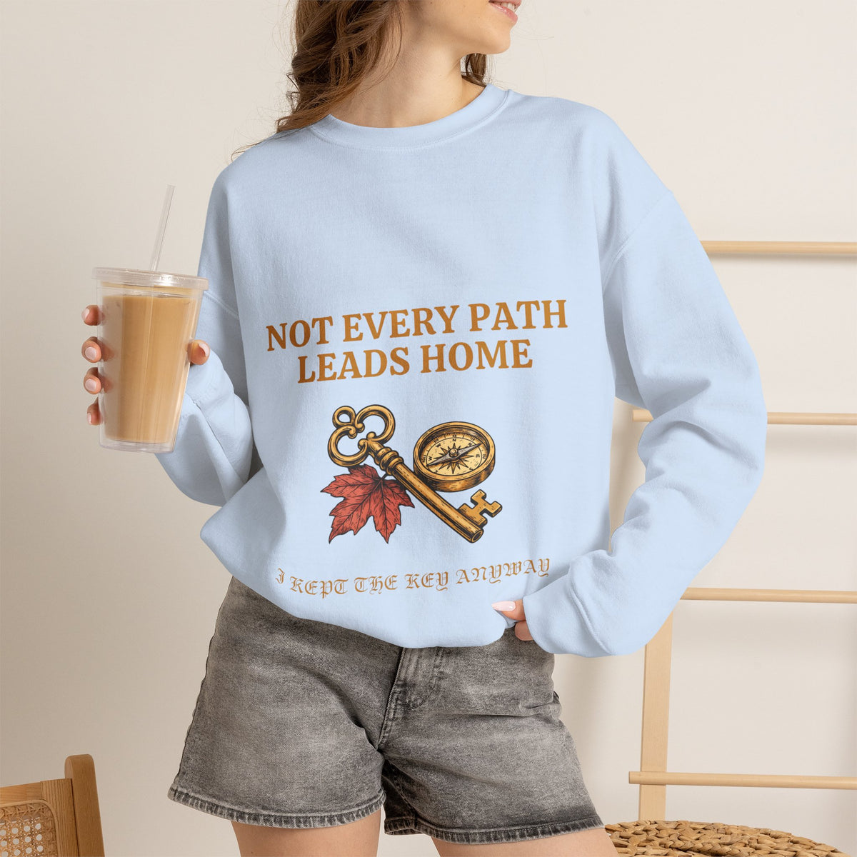 Not Every Path Leads Home Sweatshirt, Vintage Key and Compass Crewneck