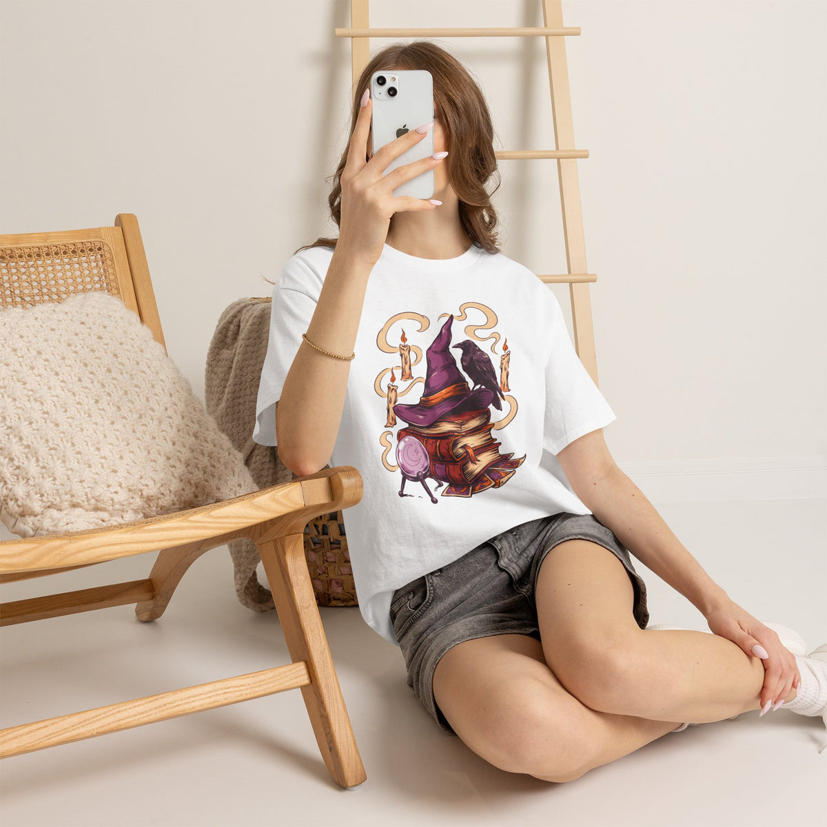 Witch Hat Raven Shirt Gothic Spell Books Dark Academia Witchy Graphic Tee