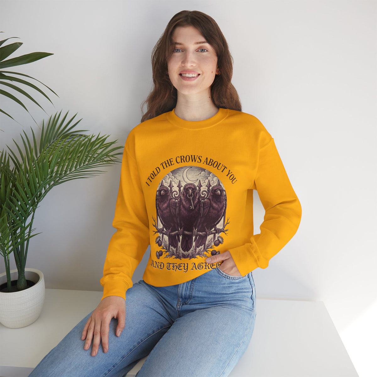 Crow Lover Sweatshirt, Gothic Raven Crewneck, Dark Humor Gift for Her