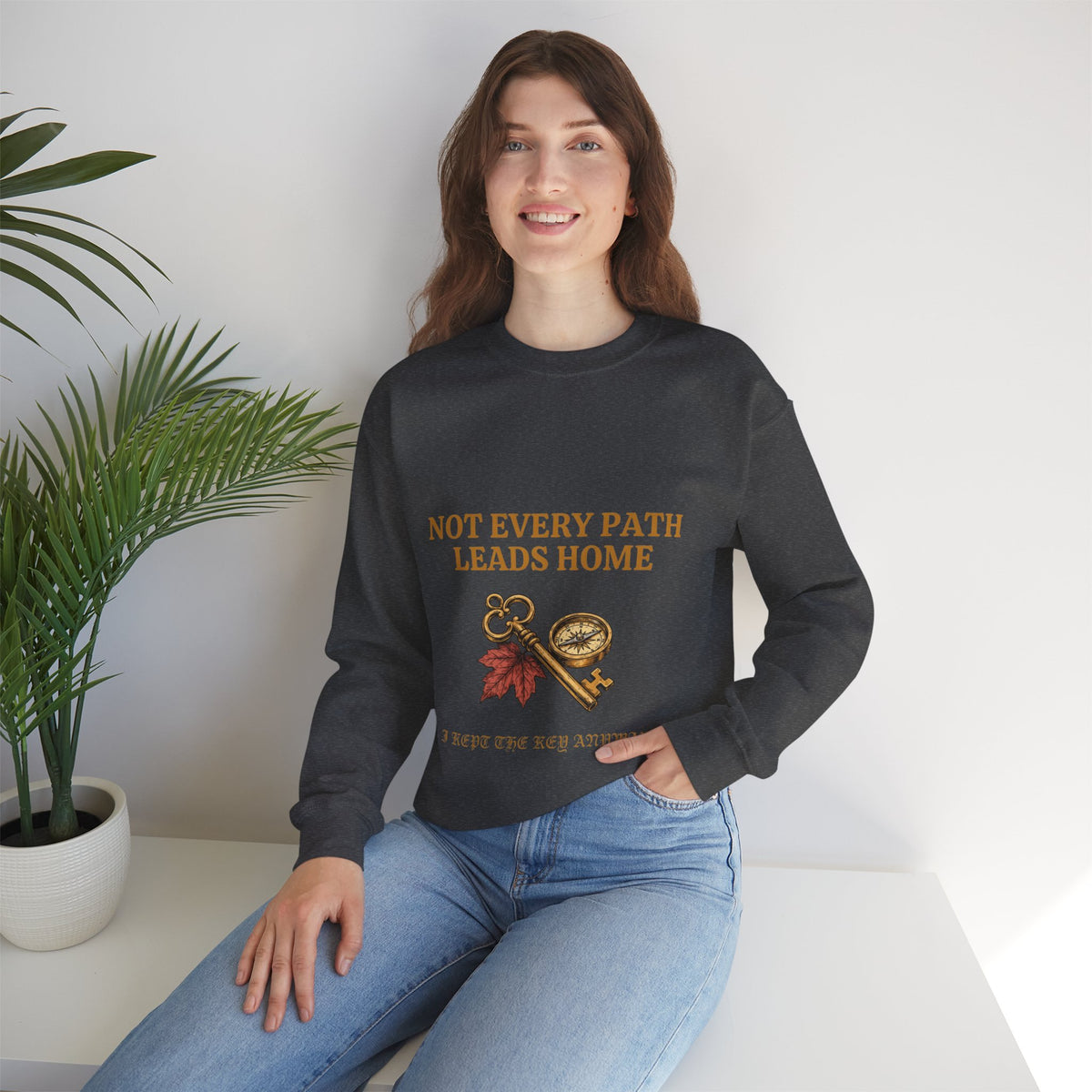 Not Every Path Leads Home Sweatshirt, Vintage Key and Compass Crewneck