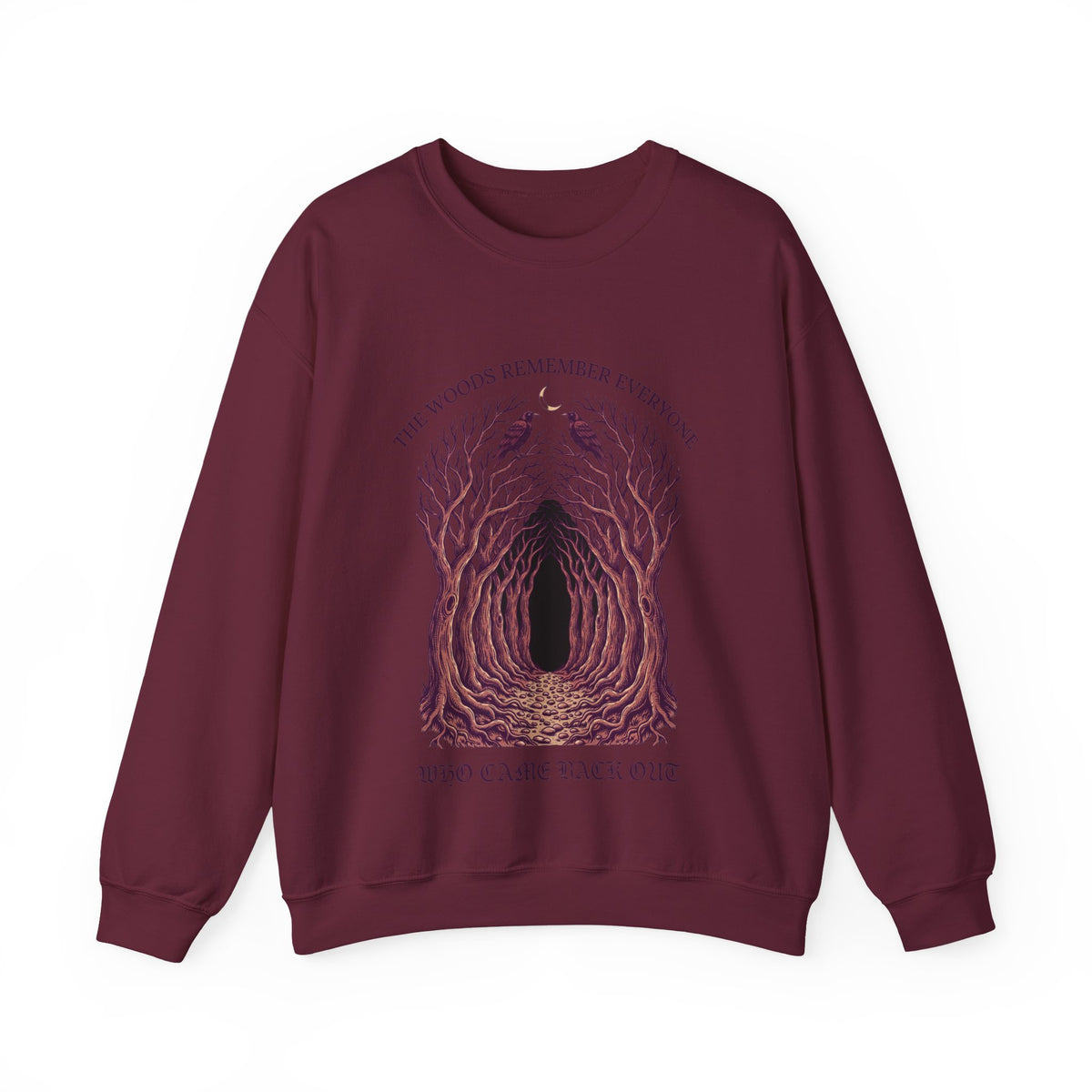 Dark Forest Sweatshirt, Gothic Crow Crewneck, Eerie Woods Gift Idea
