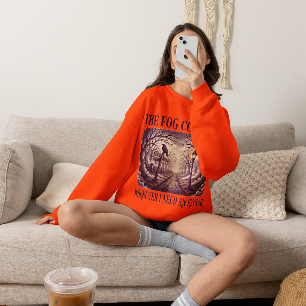 Foggy Forest Sweatshirt, Gothic Crow Crewneck, Introvert Gift for Her