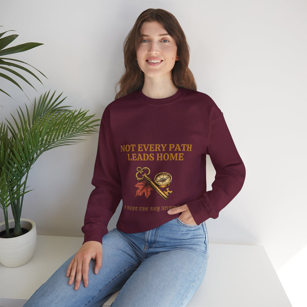 Not Every Path Leads Home Sweatshirt, Vintage Key and Compass Crewneck