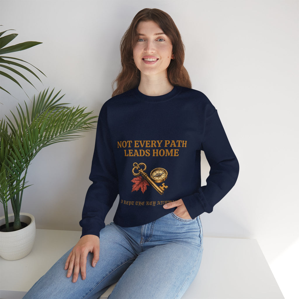 Not Every Path Leads Home Sweatshirt, Vintage Key and Compass Crewneck