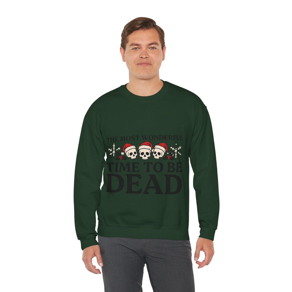 Skeleton Christmas Sweatshirt, Goth Xmas Crewneck, men's fit model by Bamedys