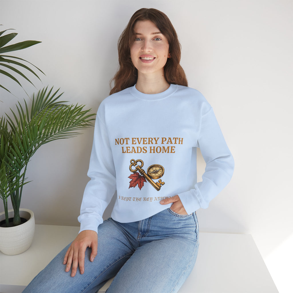 Not Every Path Leads Home Sweatshirt, Vintage Key and Compass Crewneck