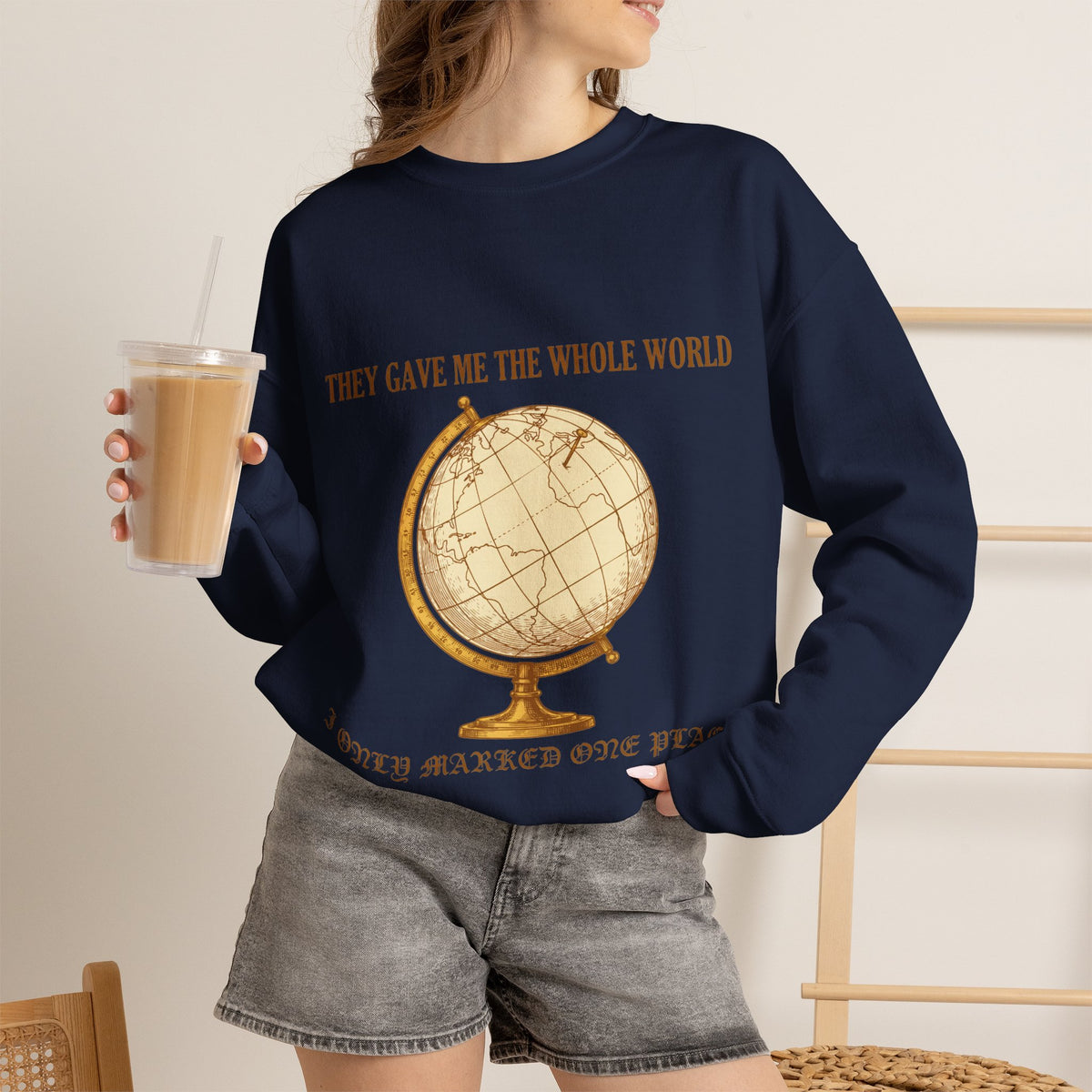 Dark Academia, Vintage Globe Sweatshirt Crewneck Top Travel Gift
