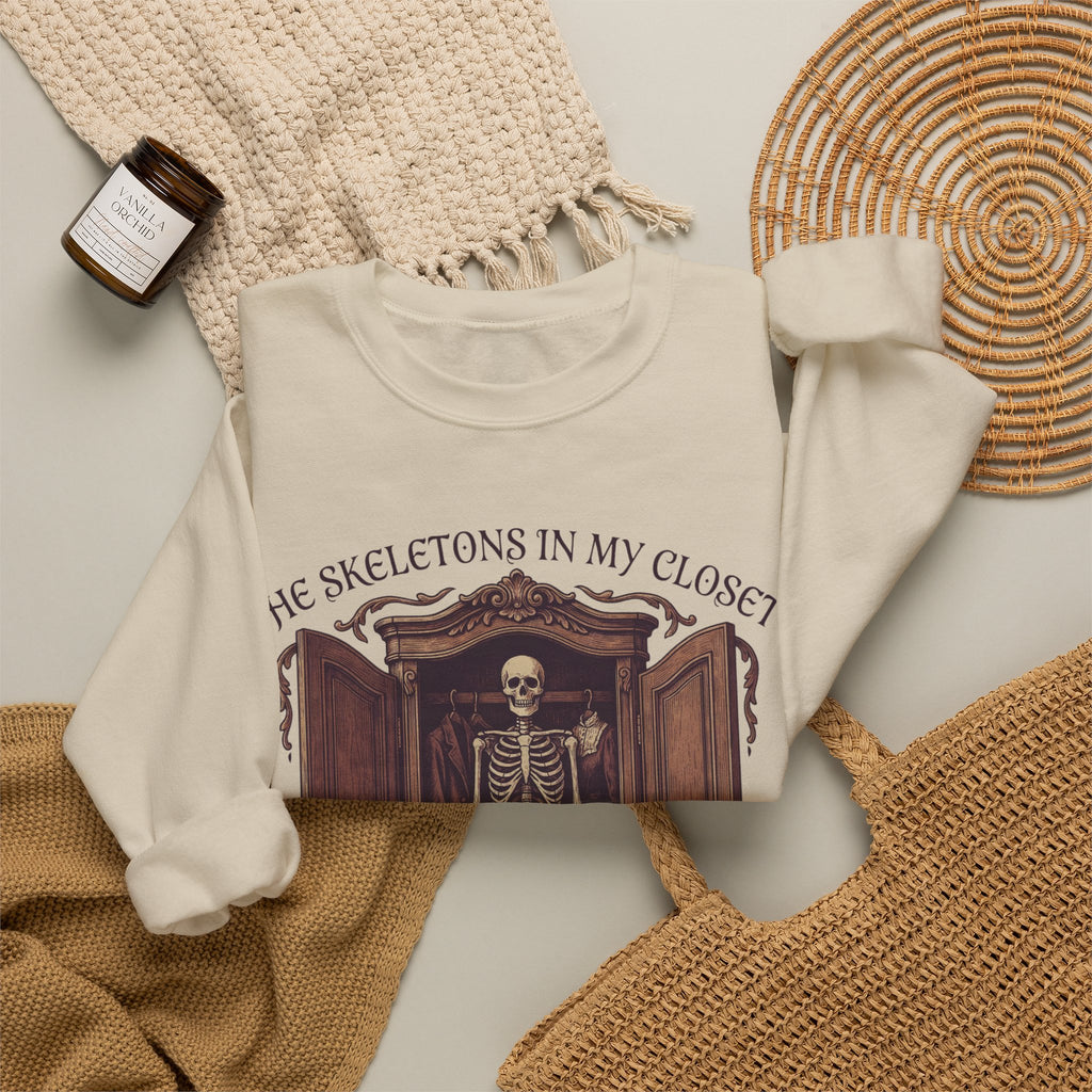 Skeleton Sweatshirt, Funny Gothic Halloween Crewneck, Goth Gift for Her