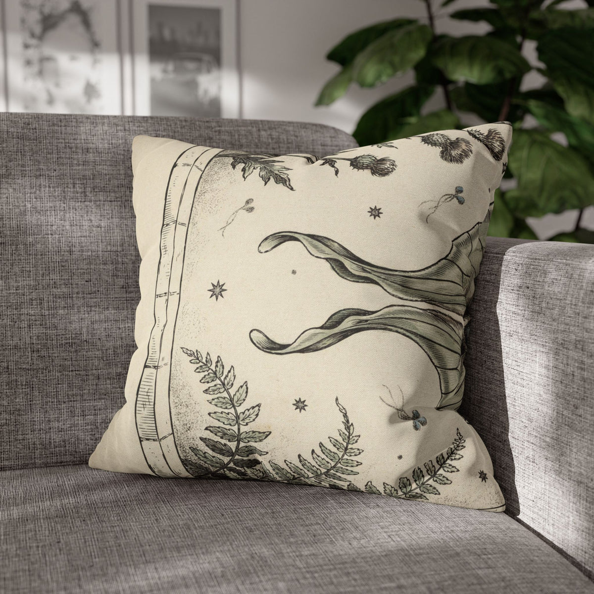 Luna Moth Pillow Cover, Vintage Botanical Cushion Case