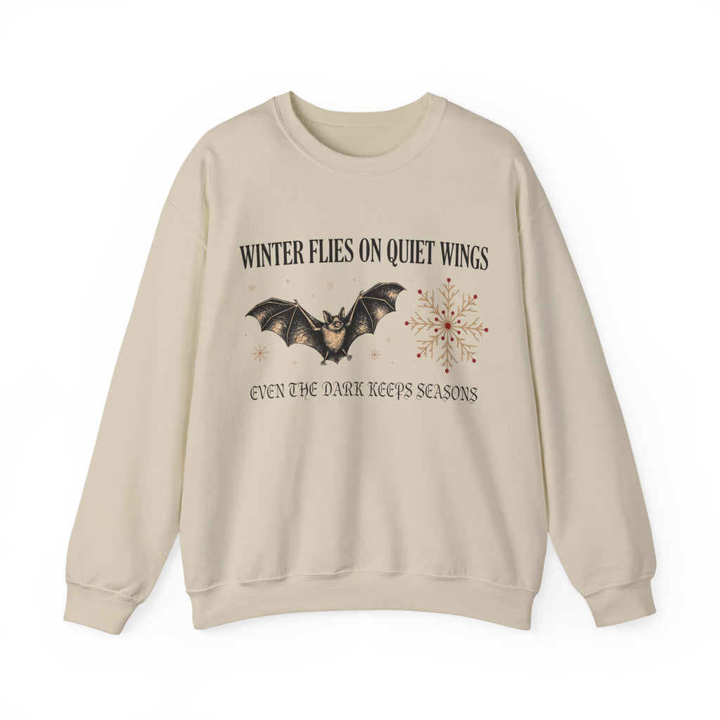 Gothic Sweatshirt, Bat and Snowflake Winter Folklore Crewneck Top