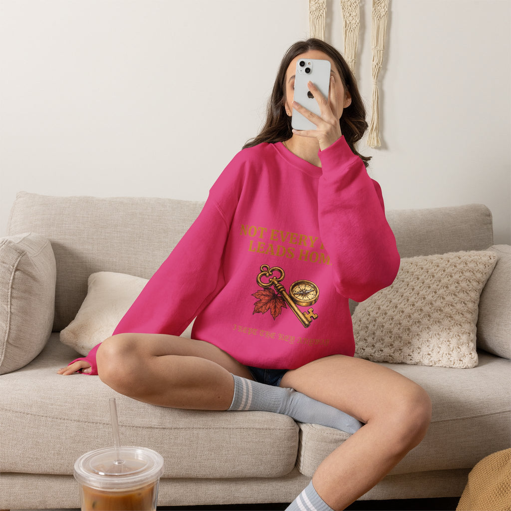 Not Every Path Leads Home Sweatshirt, Vintage Key and Compass Crewneck
