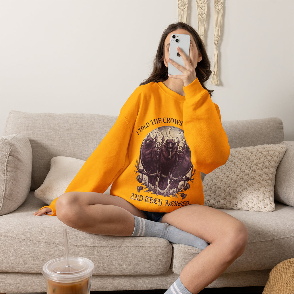 Crow Lover Sweatshirt, Gothic Raven Crewneck, Dark Humor Gift for Her