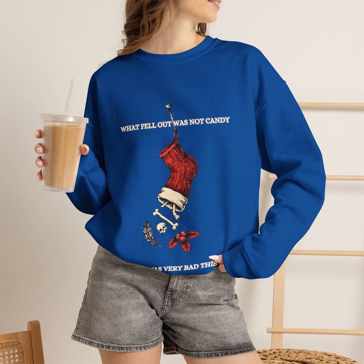 Goth Christmas, Naughty List Stocking Sweatshirt Crewneck Gift