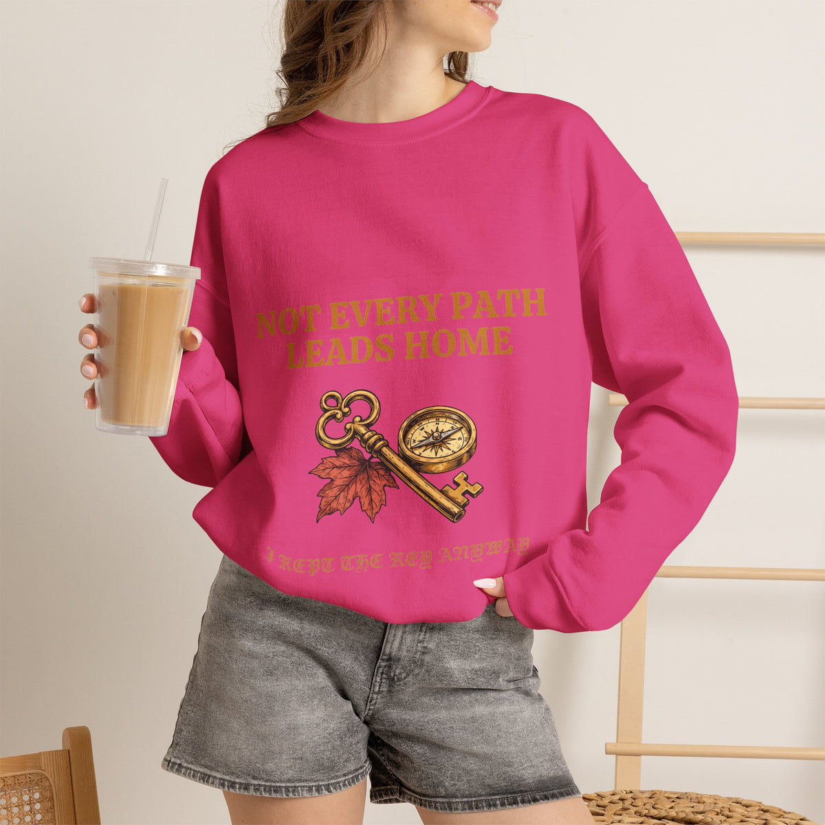 Not Every Path Leads Home Sweatshirt, Vintage Key and Compass Crewneck