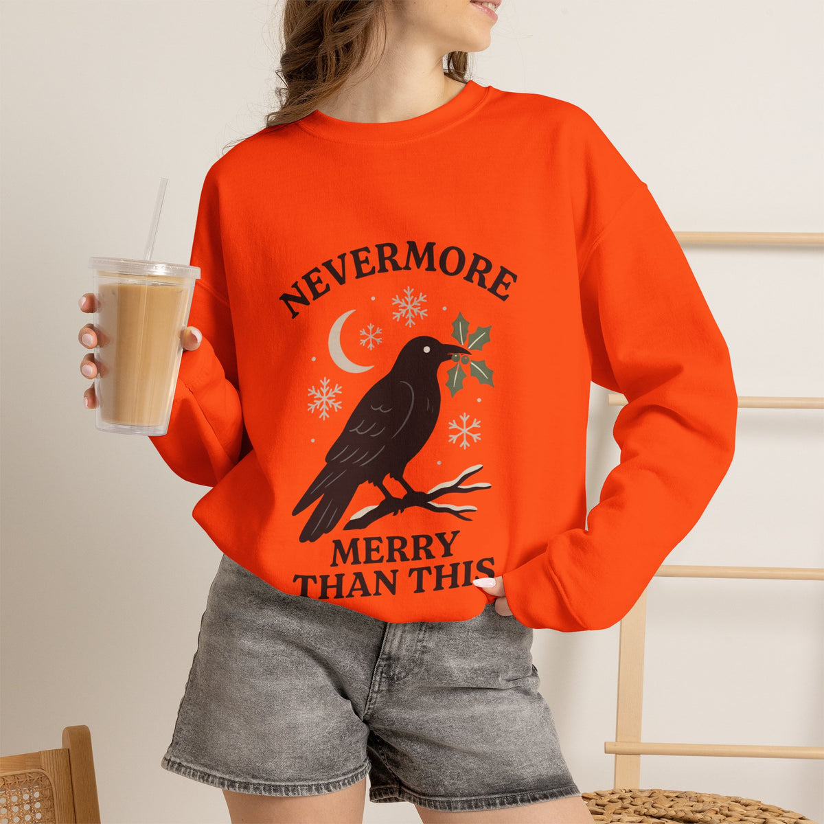 Gothic Christmas Sweatshirt, Raven Holly Crewneck, Grumpy Holiday Gift