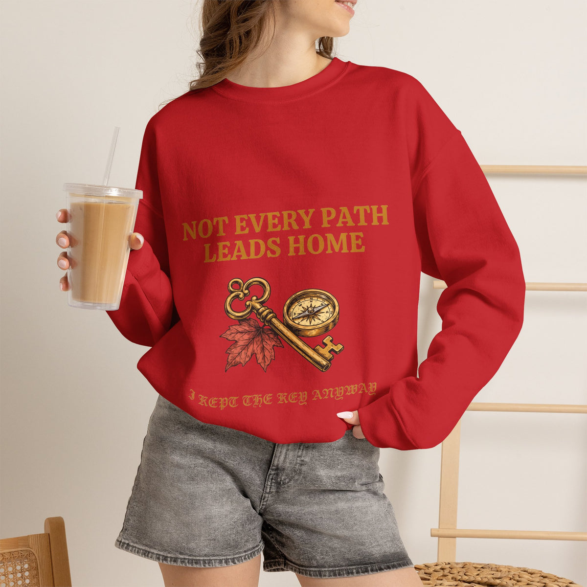 Not Every Path Leads Home Sweatshirt, Vintage Key and Compass Crewneck