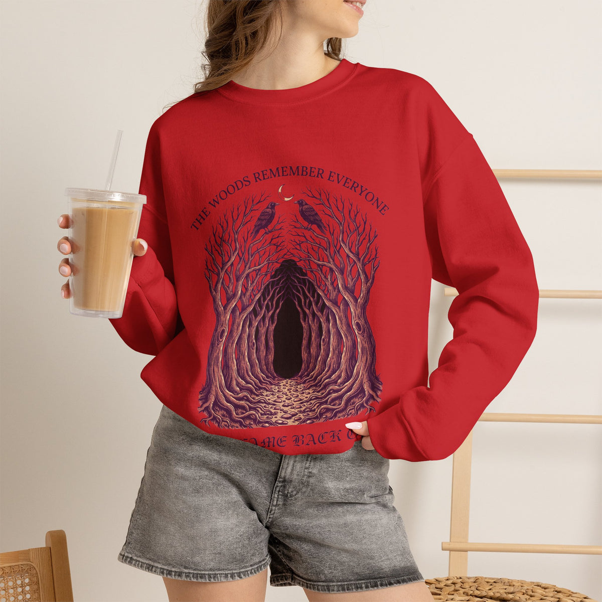 Dark Forest Sweatshirt, Gothic Crow Crewneck by Bamedys