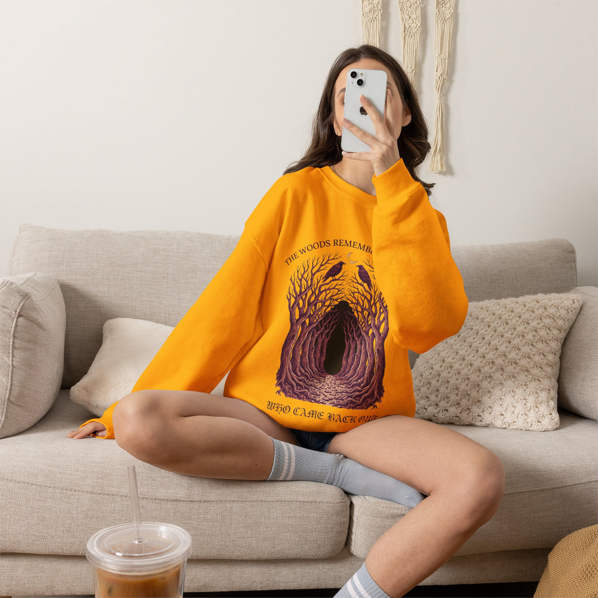 Dark Forest Sweatshirt, Gothic Crow Crewneck, Eerie Woods Gift Idea