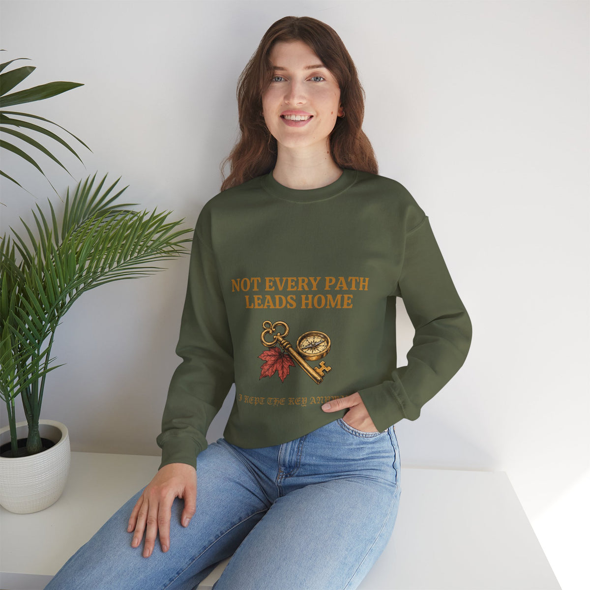 Not Every Path Leads Home Sweatshirt, Vintage Key and Compass Crewneck