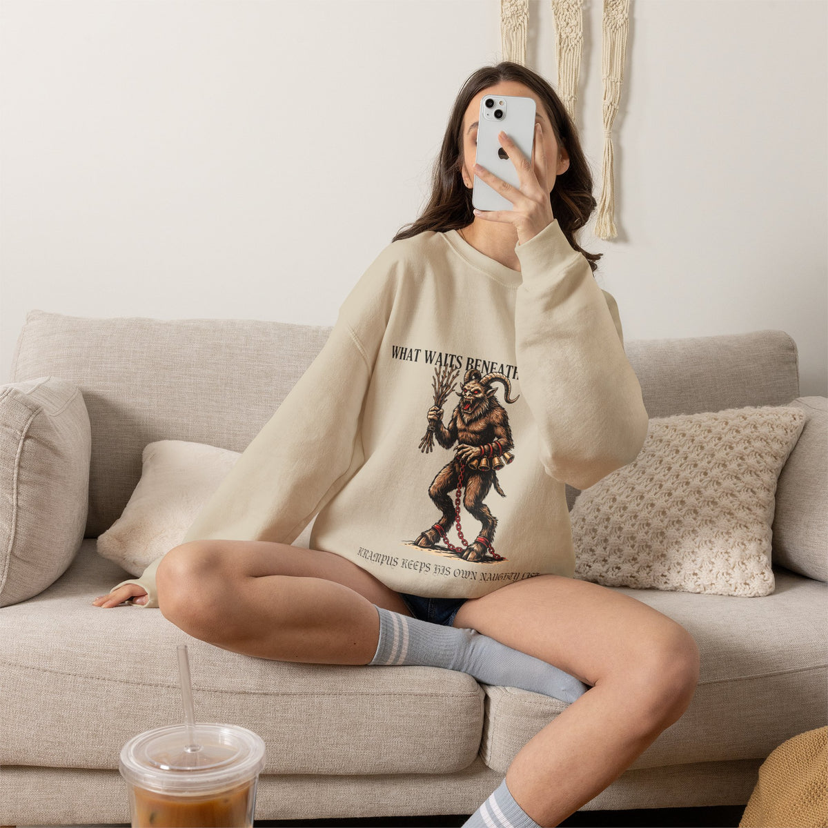 Krampus Sweatshirt, Vintage Gothic Christmas Folklore Crewneck Top