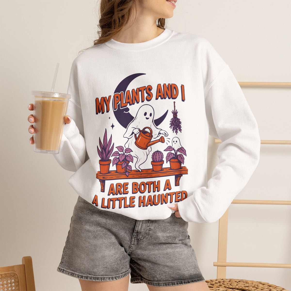 Ghost Plant Sweatshirt, Funny Halloween Crewneck by Bamedys