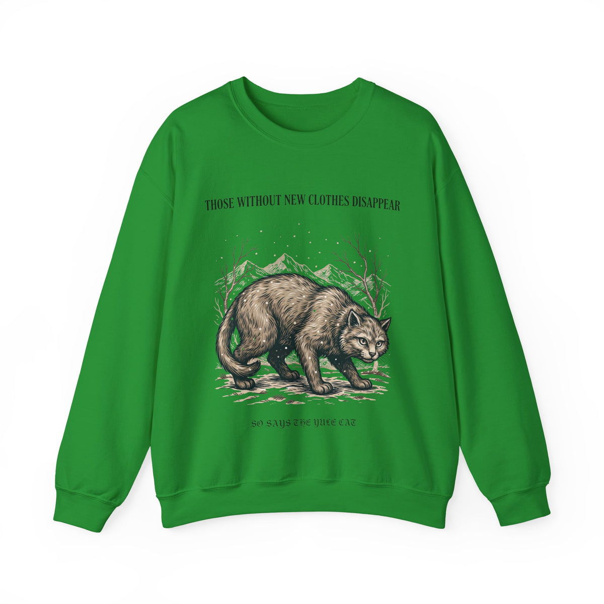 Yule Cat Sweatshirt, Icelandic Folklore Gothic Winter Crewneck Top