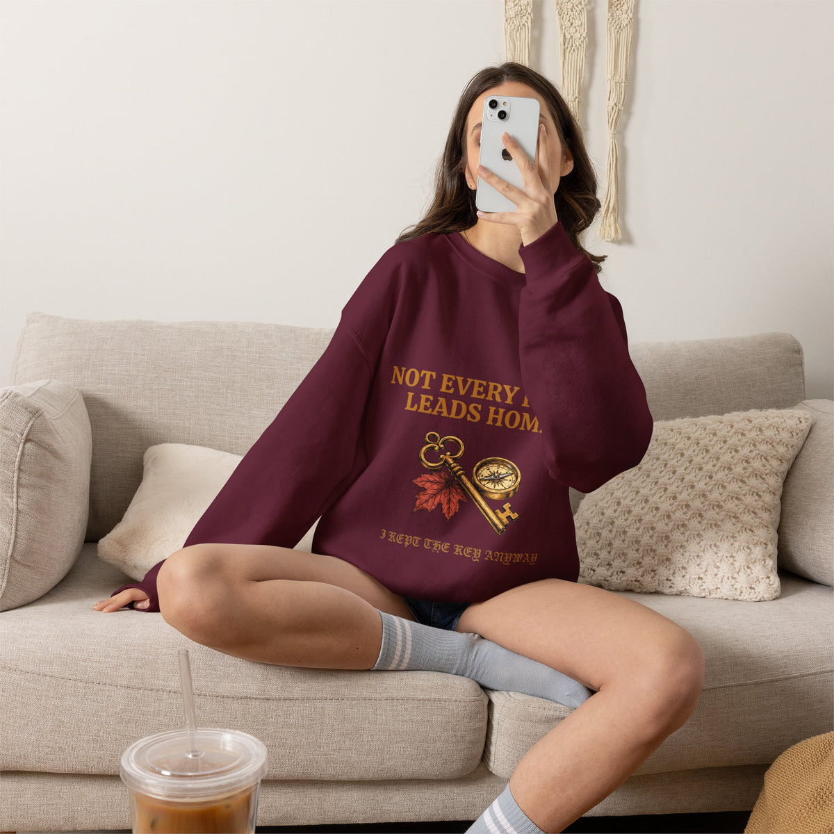 Not Every Path Leads Home Sweatshirt, Vintage Key and Compass Crewneck