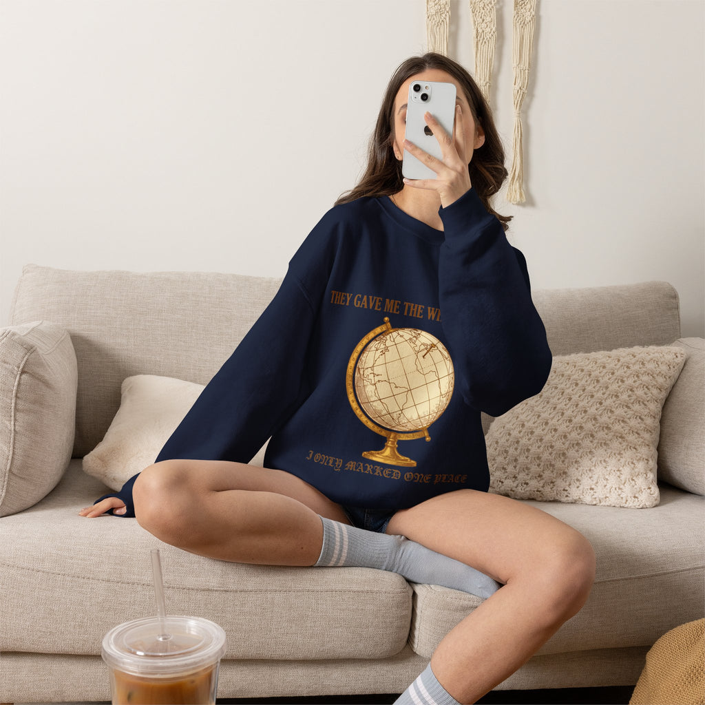 Dark Academia, Vintage Globe Sweatshirt Crewneck Top Travel Gift