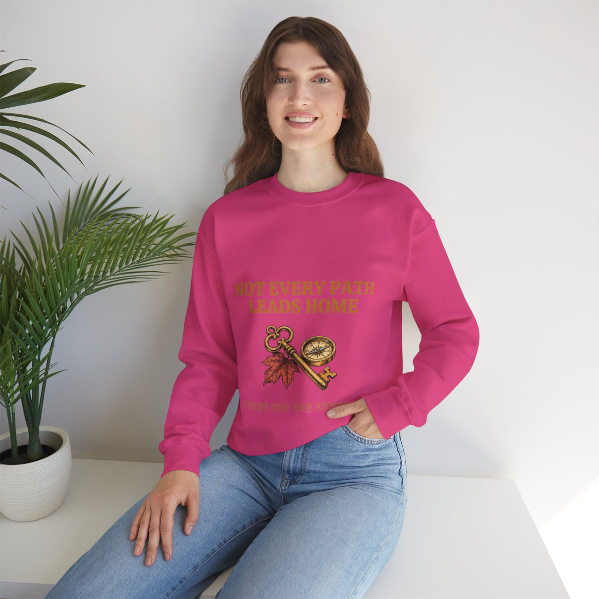 Not Every Path Leads Home Sweatshirt, Vintage Key and Compass Crewneck