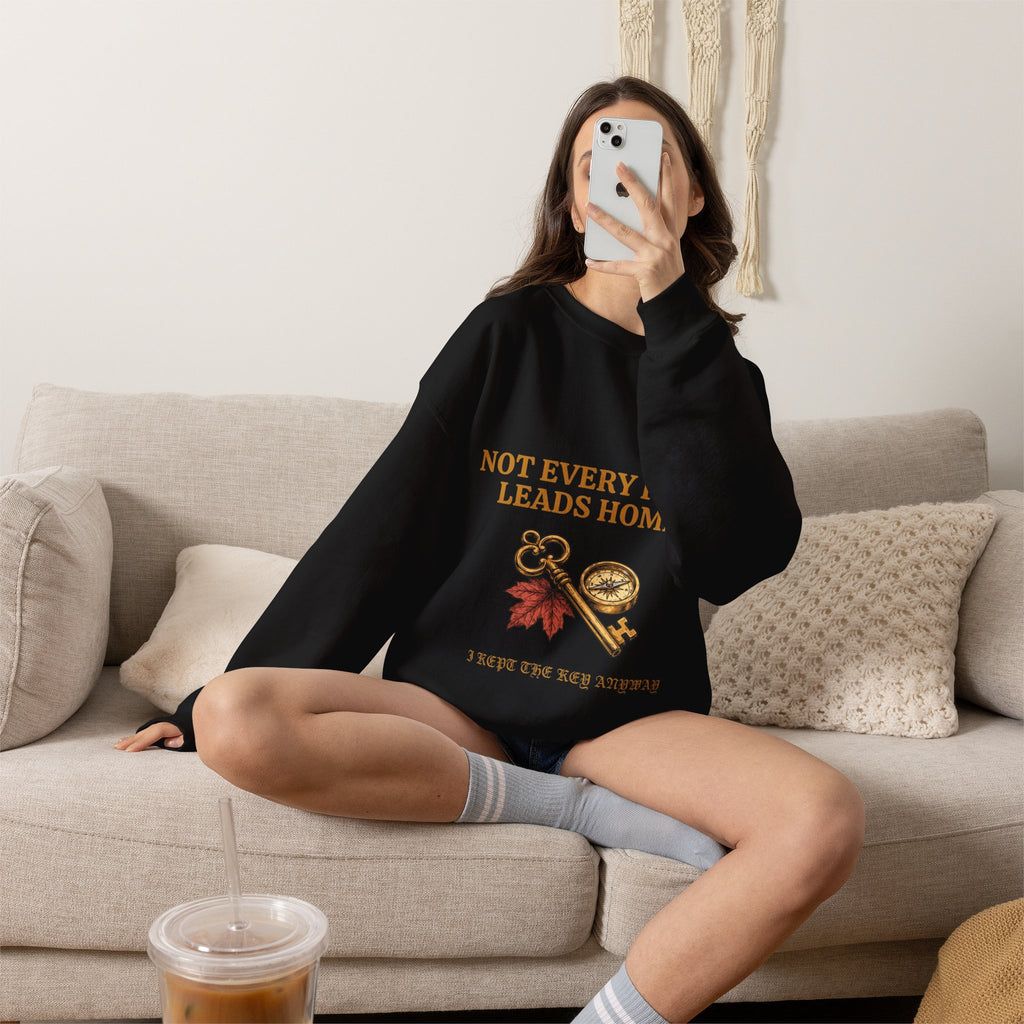 Not Every Path Leads Home Sweatshirt, Vintage Key and Compass Crewneck