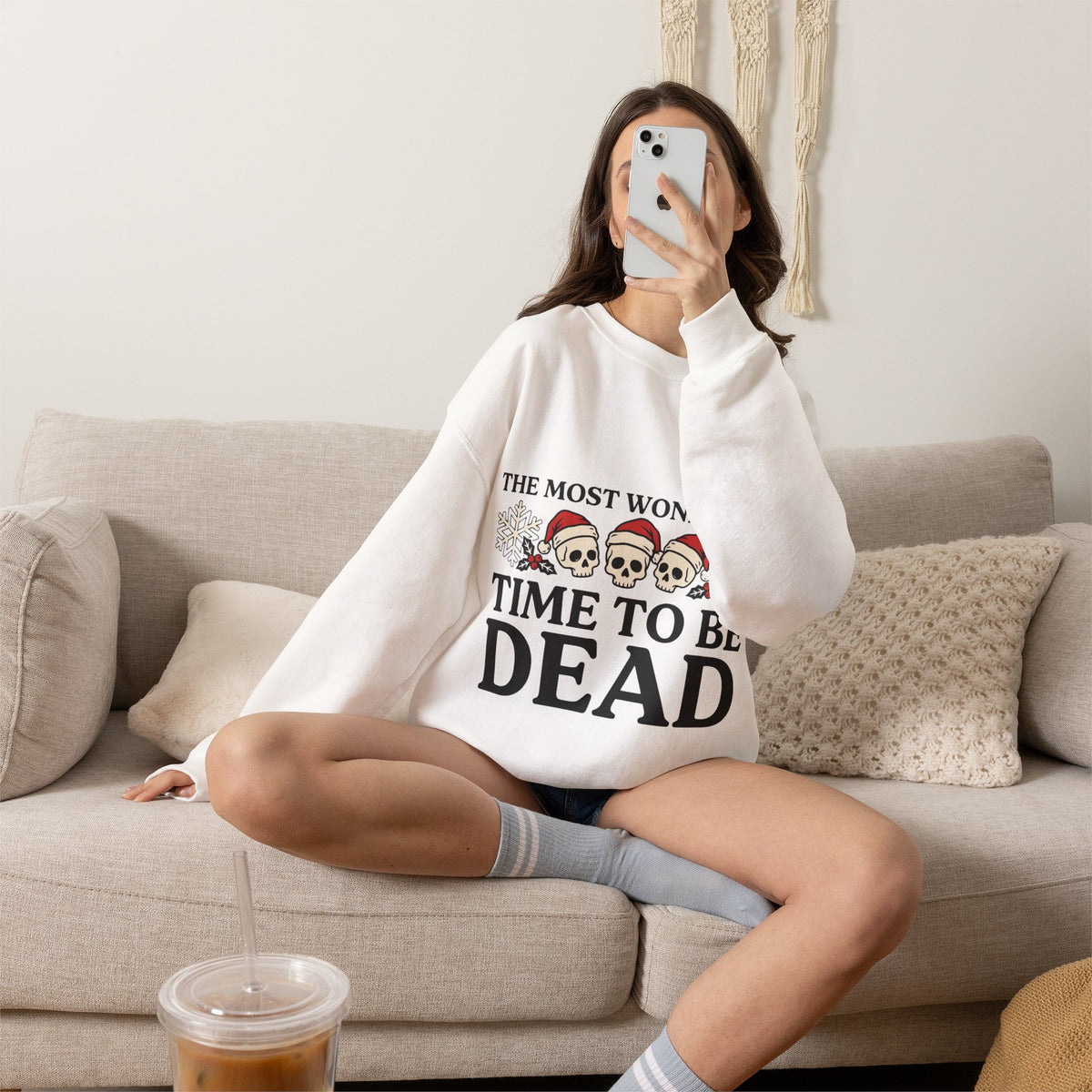 Skeleton Christmas Sweatshirt, Goth Xmas Crewneck, Funny Creepmas Gift