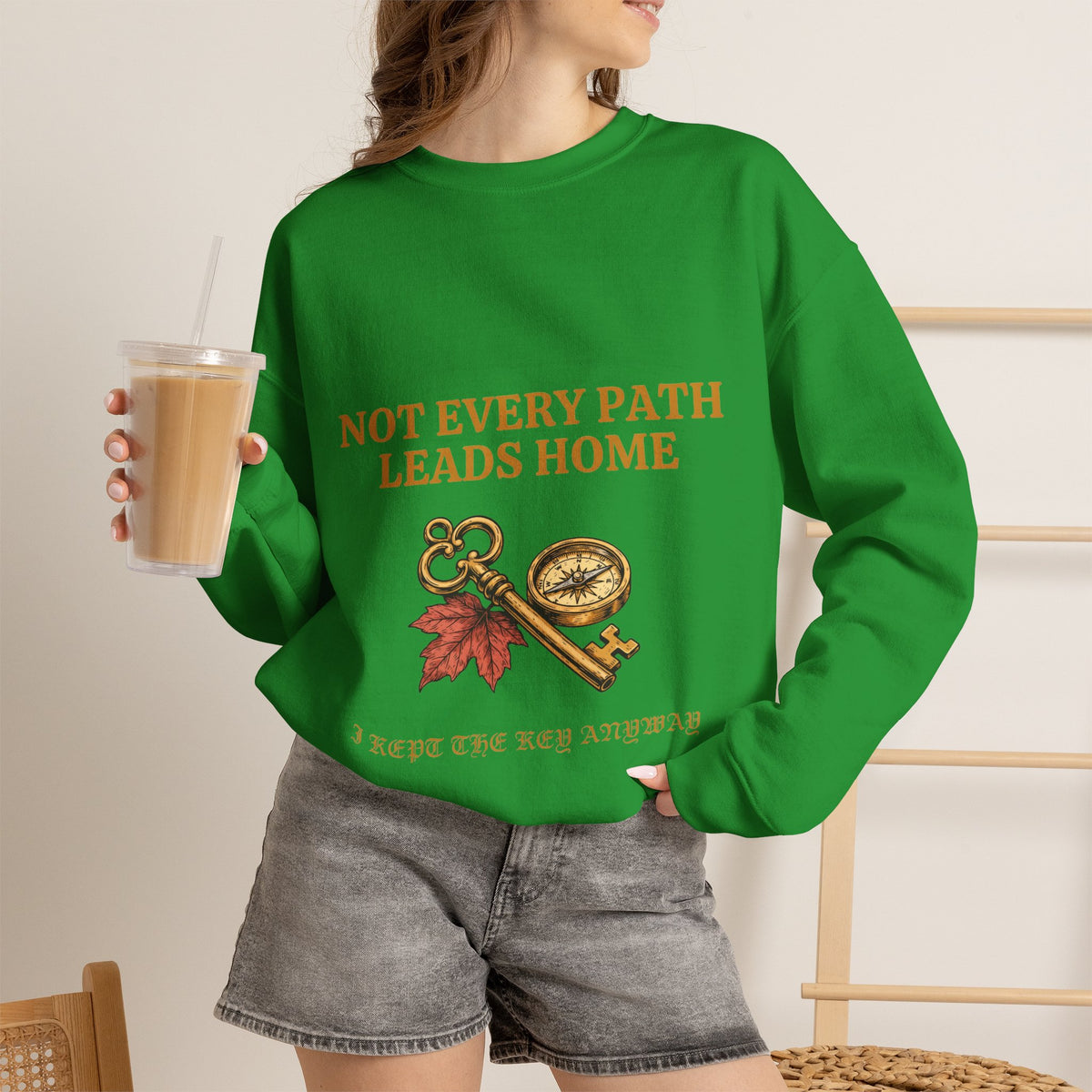 Not Every Path Leads Home Sweatshirt, Vintage Key and Compass Crewneck