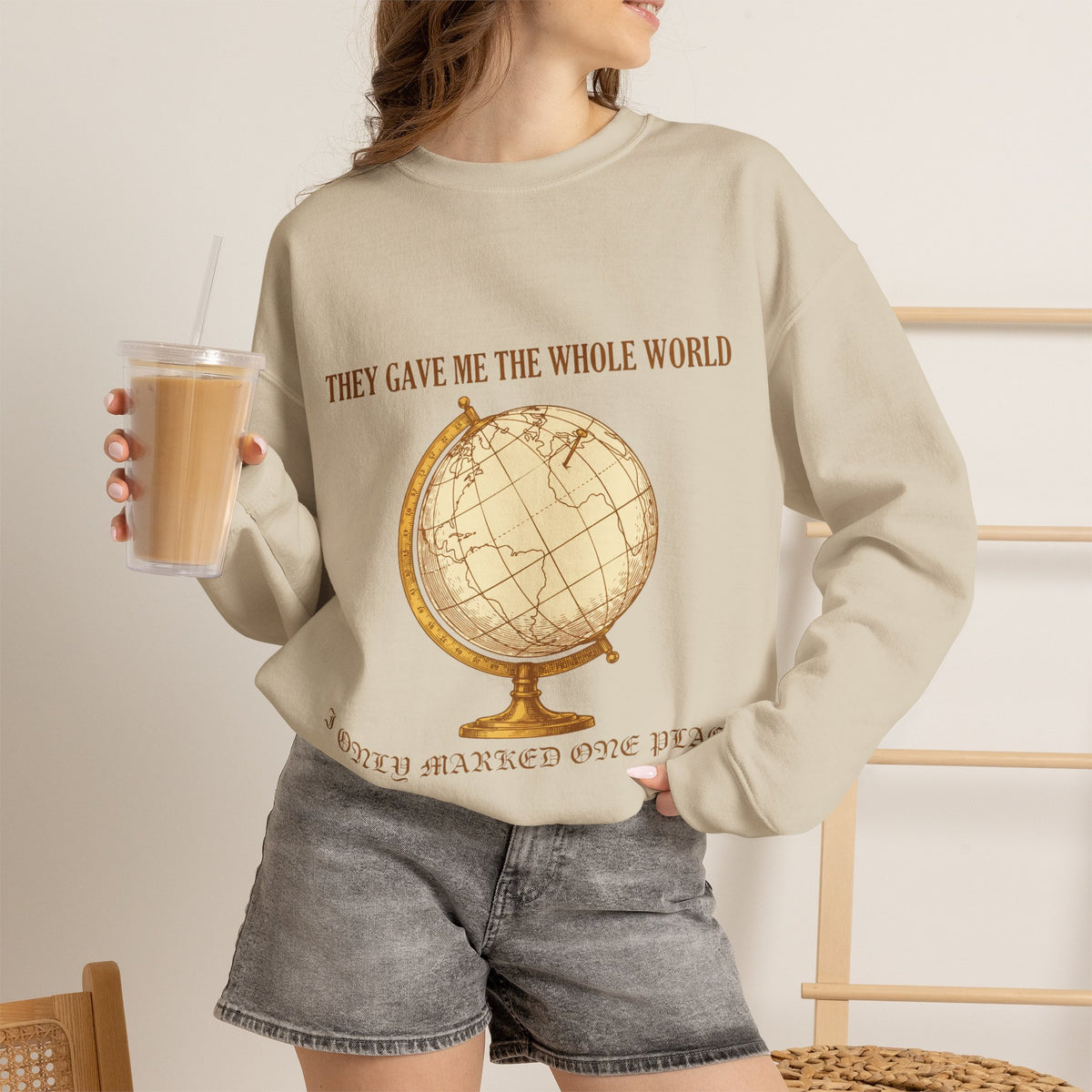 Dark Academia, Vintage Globe Sweatshirt Crewneck Top Travel Gift