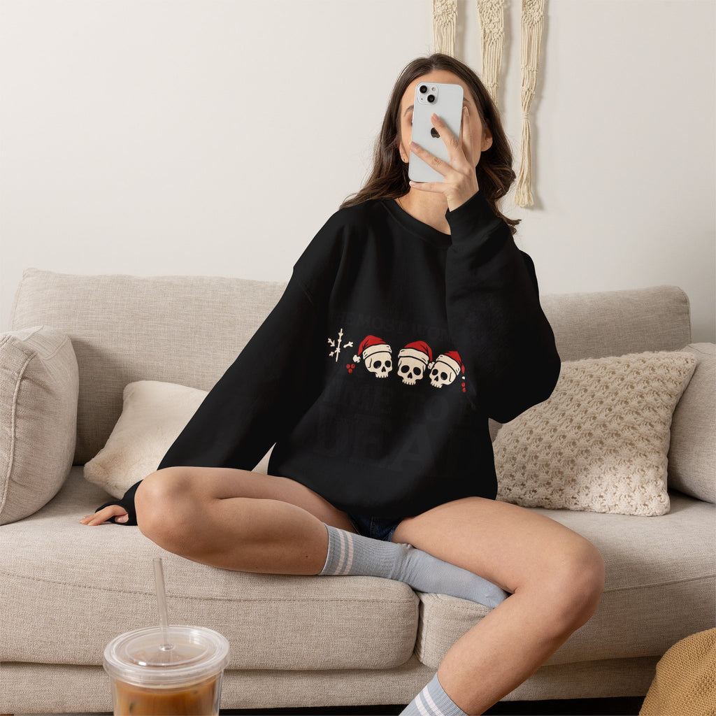 Skeleton Christmas Sweatshirt, Goth Xmas Crewneck, Funny Creepmas Gift