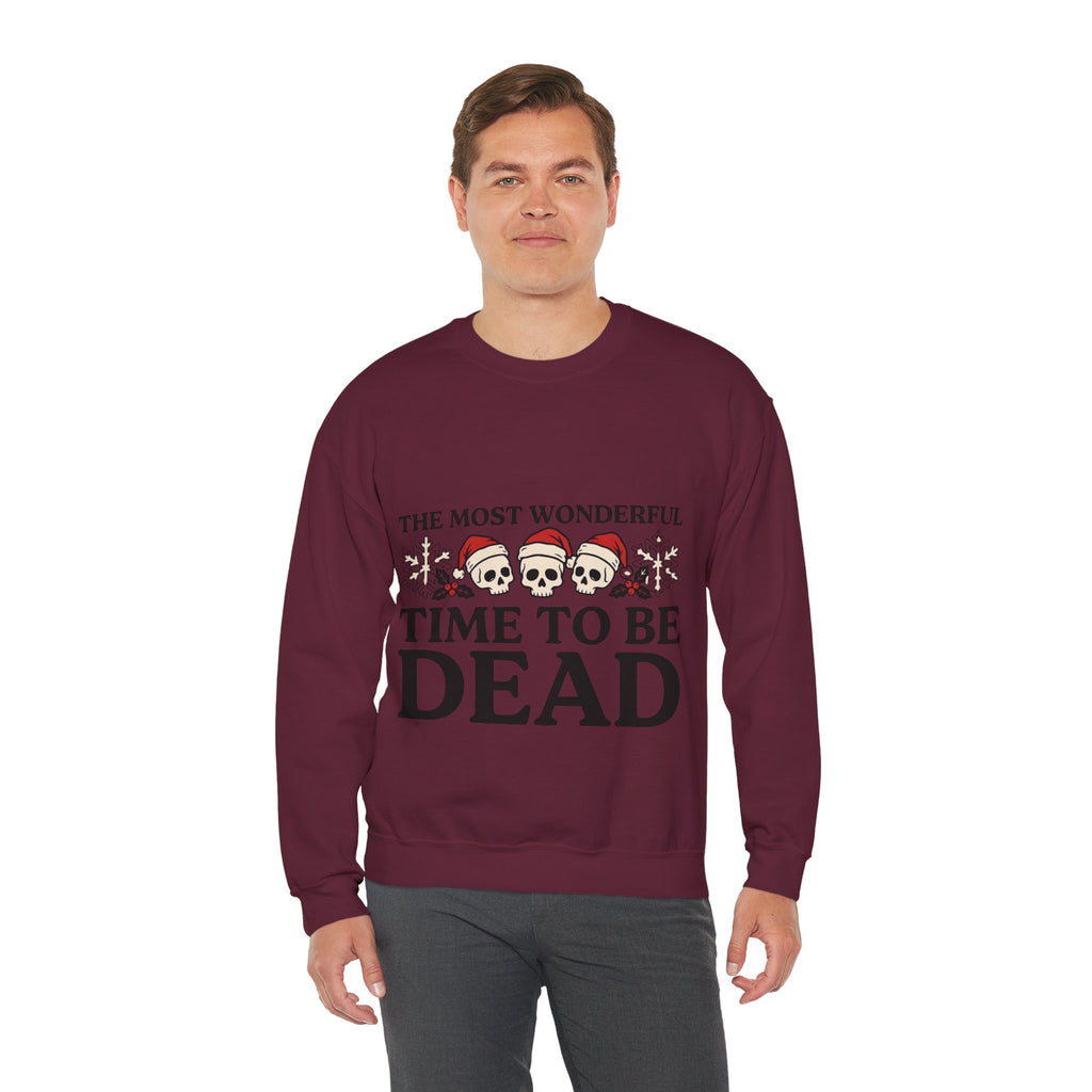 Skeleton Christmas Sweatshirt, Goth Xmas Crewneck, men's fit model by Bamedys