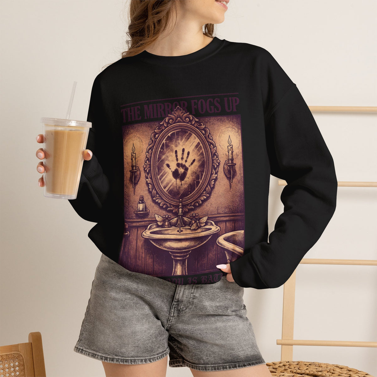 Haunted Mirror Sweatshirt, Gothic Horror Crewneck, Creepy Gift Idea