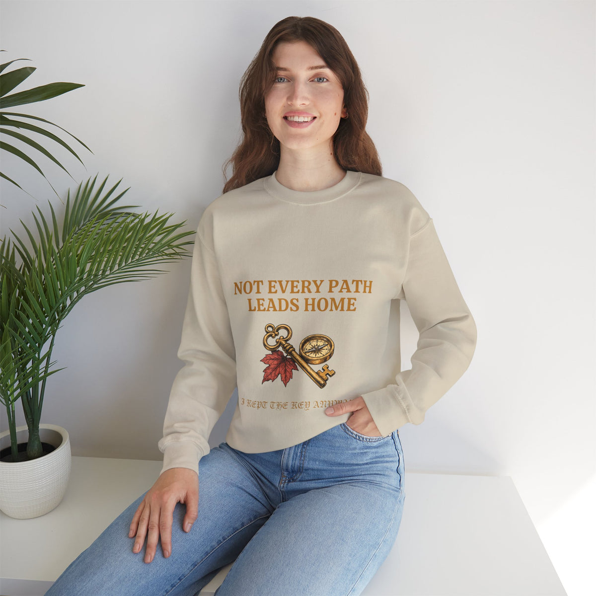 Not Every Path Leads Home Sweatshirt, Vintage Key and Compass Crewneck