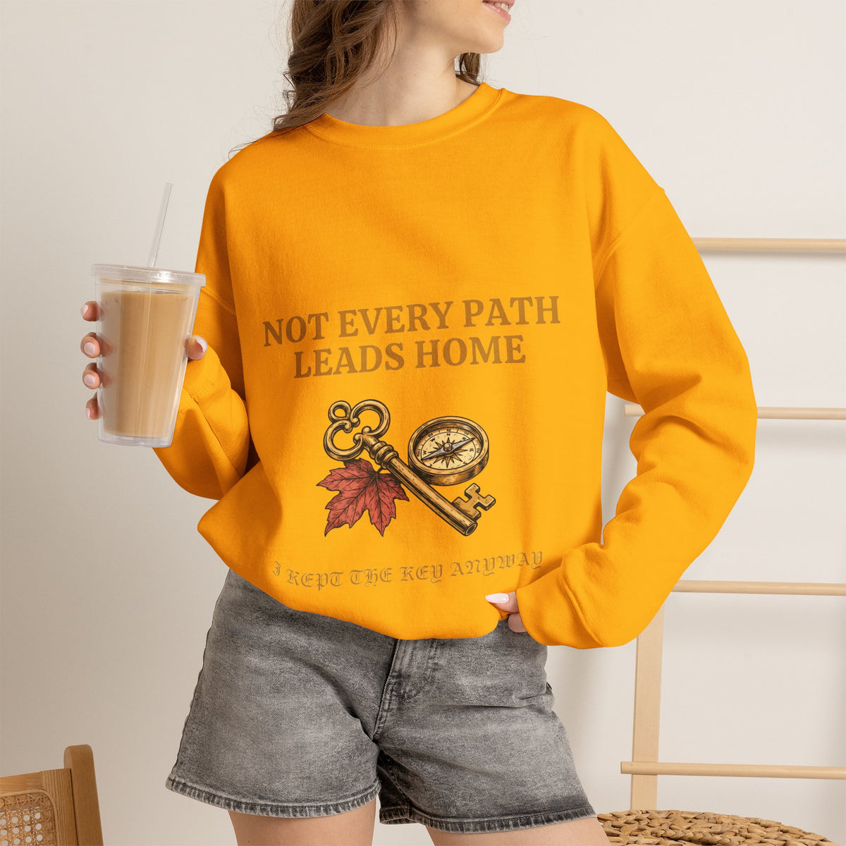 Not Every Path Leads Home Sweatshirt, Vintage Key and Compass Crewneck