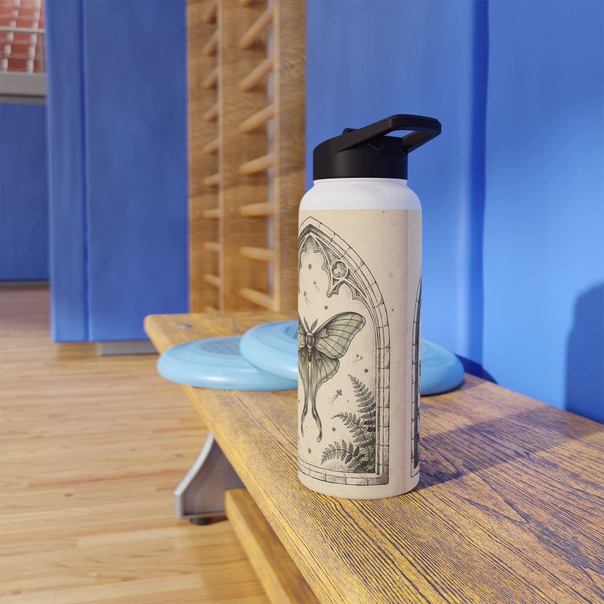 Luna Moth Water Bottle, Gothic Insulated Steel Flask