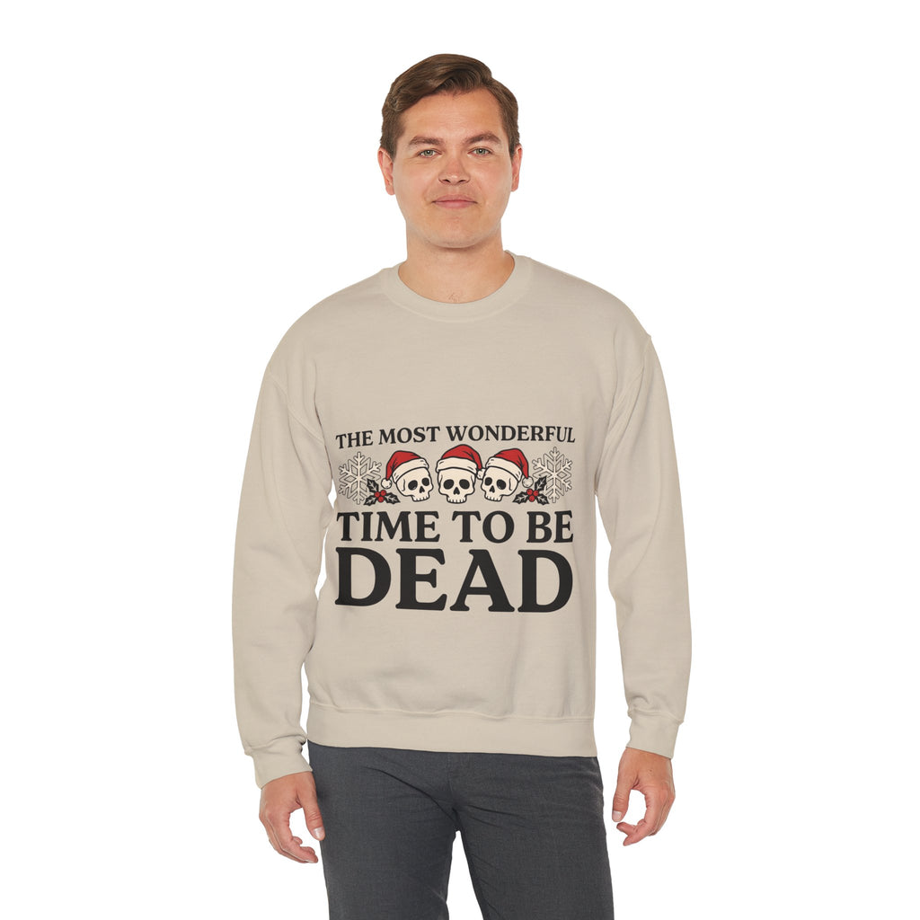Skeleton Christmas Sweatshirt, Goth Xmas Crewneck, men's fit model by Bamedys