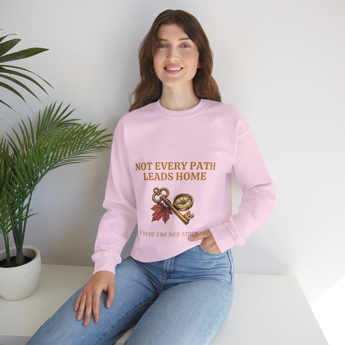 Not Every Path Leads Home Sweatshirt, Vintage Key and Compass Crewneck