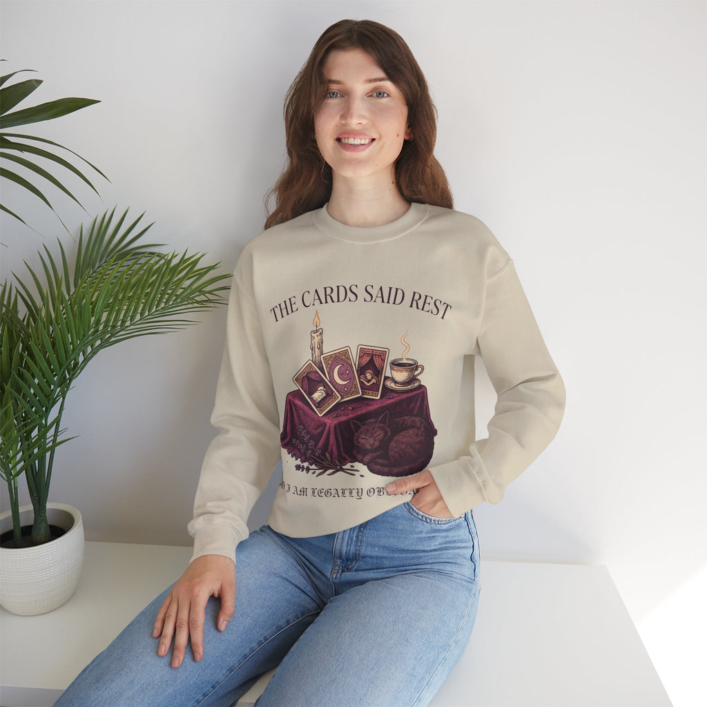 Tarot Card Sweatshirt, Witchy Cat Crewneck, Cozy Rest Gift for Her