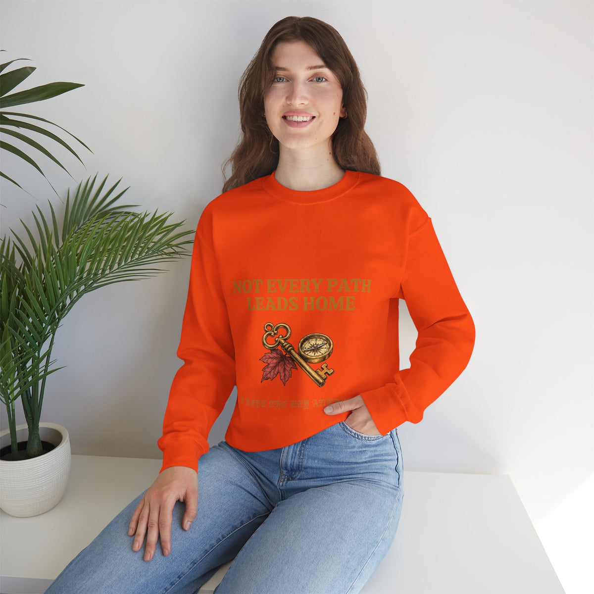 Not Every Path Leads Home Sweatshirt, Vintage Key and Compass Crewneck