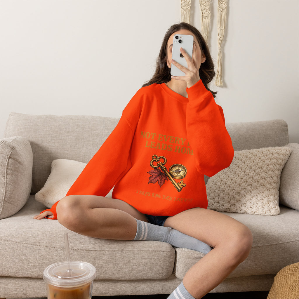 Not Every Path Leads Home Sweatshirt, Vintage Key and Compass Crewneck
