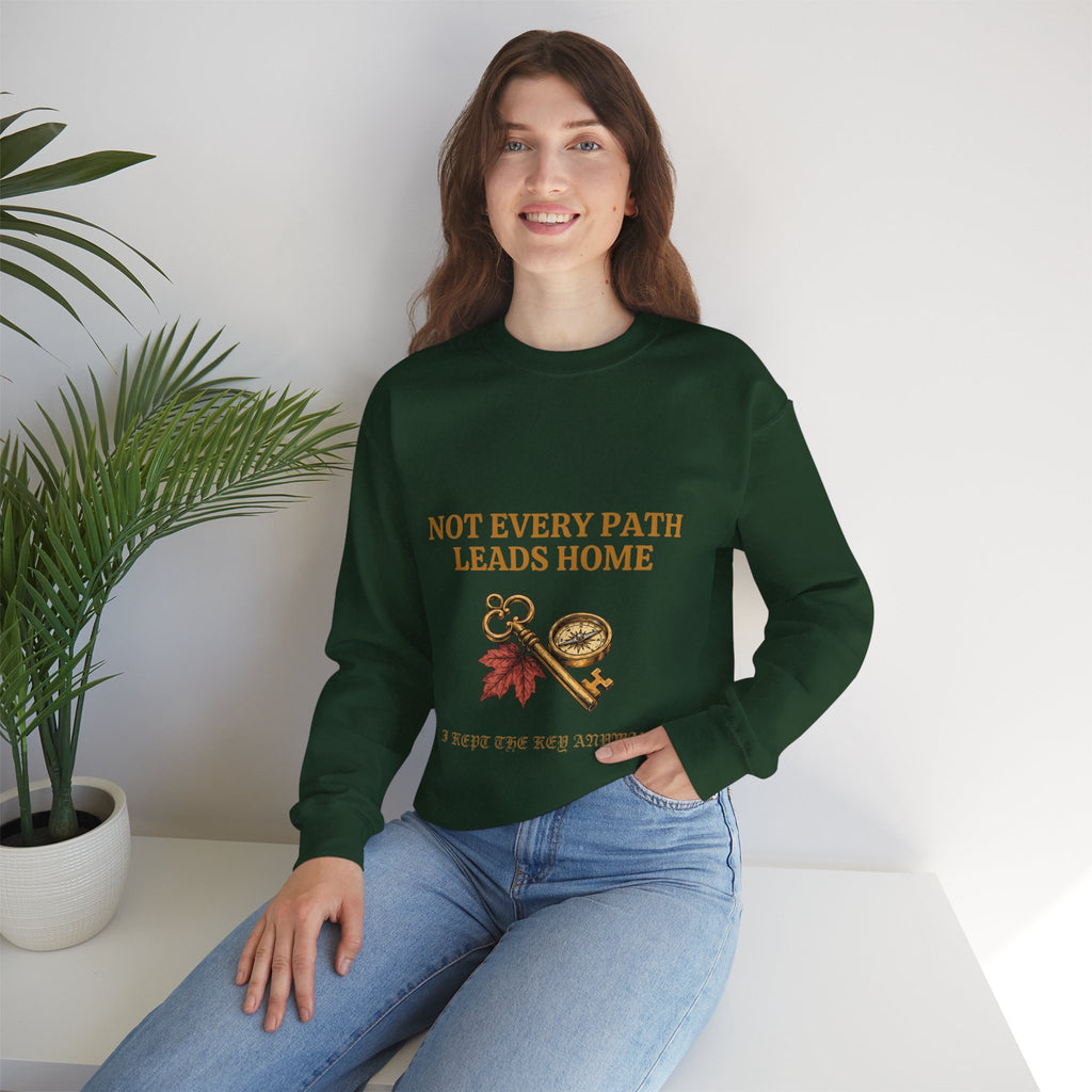 Not Every Path Leads Home Sweatshirt, Vintage Key and Compass Crewneck
