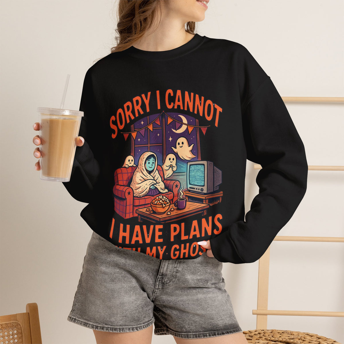 Funny Ghost Sweatshirt, Introvert Halloween Crewneck by Bamedys