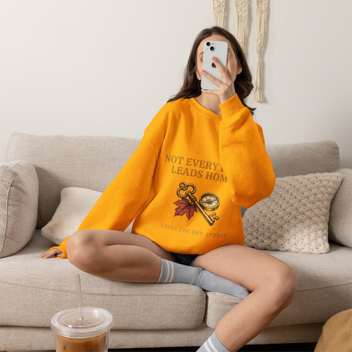 Not Every Path Leads Home Sweatshirt, Vintage Key and Compass Crewneck
