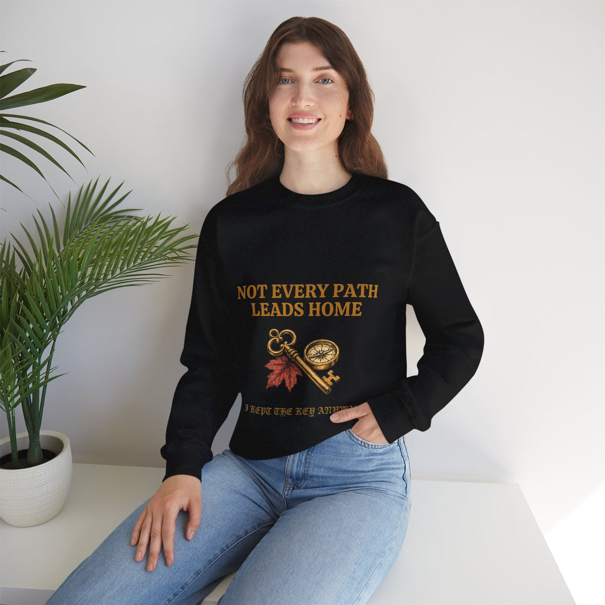 Not Every Path Leads Home Sweatshirt, Vintage Key and Compass Crewneck